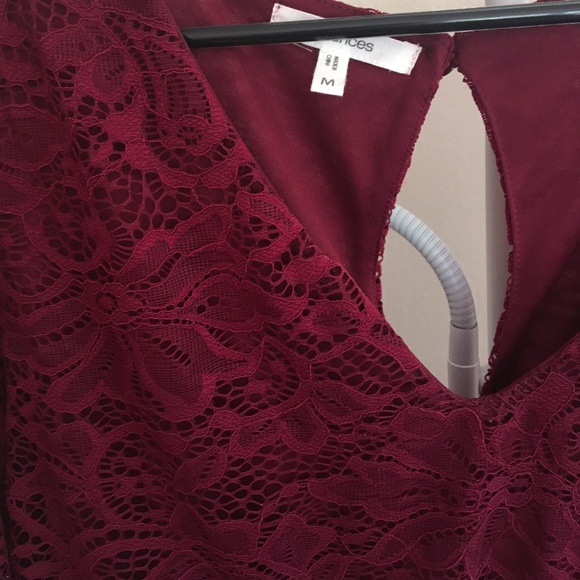 Maurices Maroon Long-Sleeve Lace Romper - Picture 4 of 4